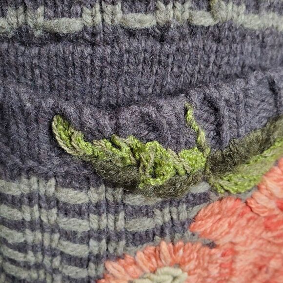 CABI green floral‎ wool blend nubby knit cardigan sweater #699 S - Picture 7 of 10